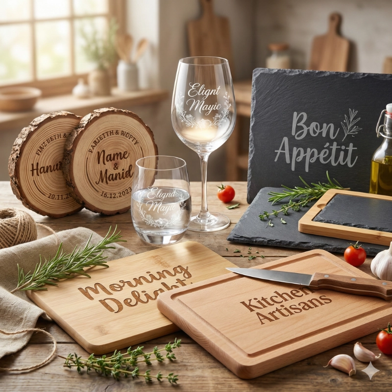 Lasergravur Materialien - Holz, Glas, Metall, Schiefer